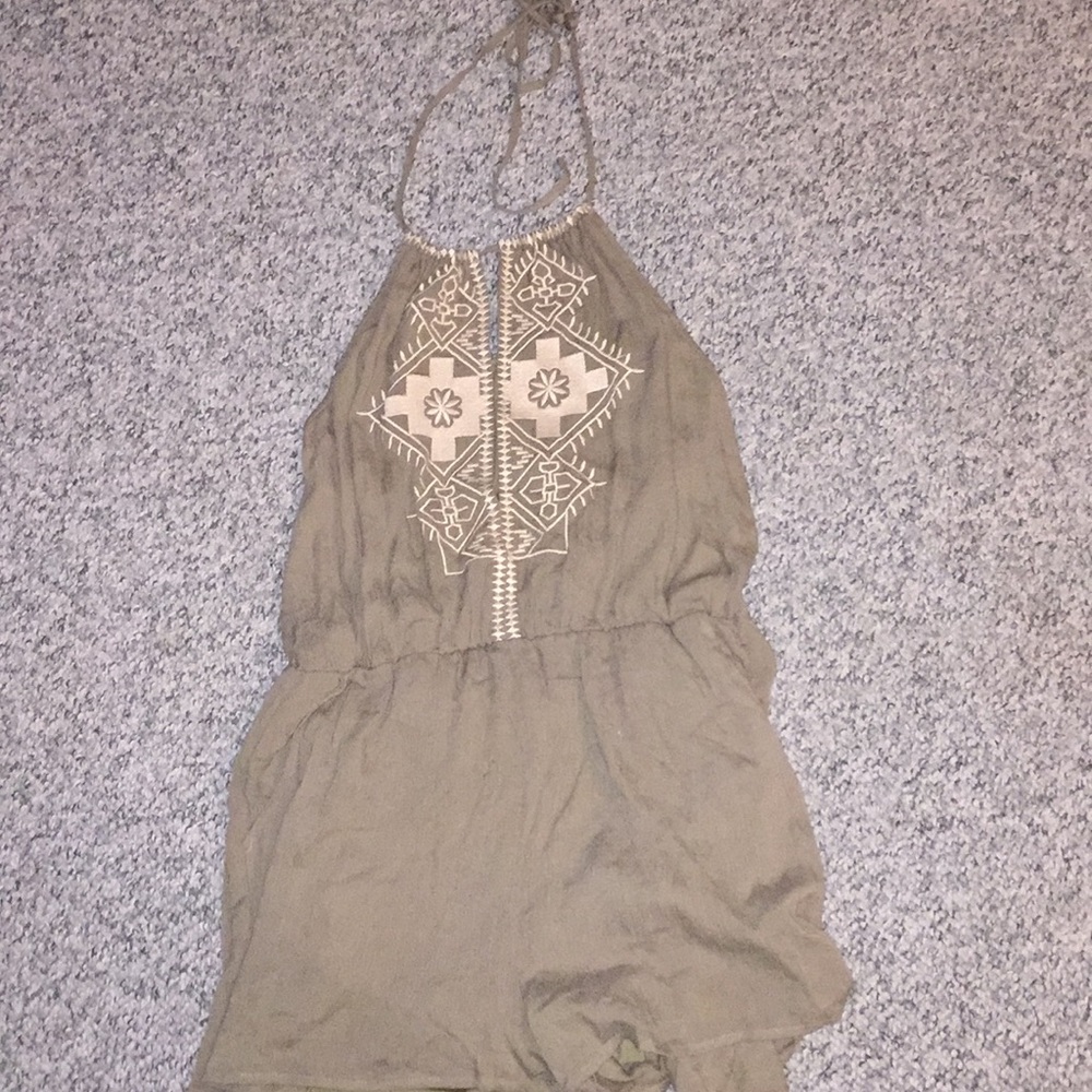 Halter light olive romper!! NWOT